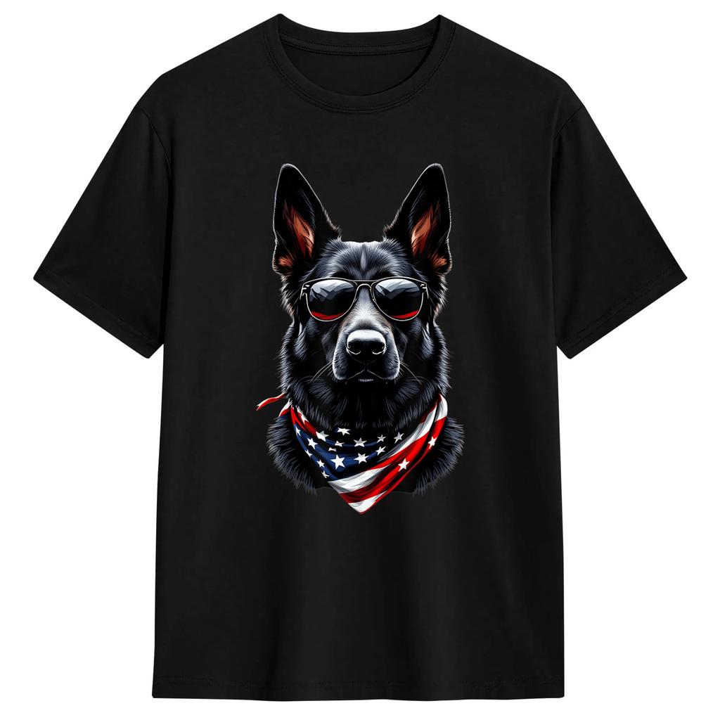Gerunisex Shepherd Western Graphic Cowboy Dog Smoking Humor Tshirt Beach Fashion Tshirts Pure Cotton Crew Neck Plus Size Tees