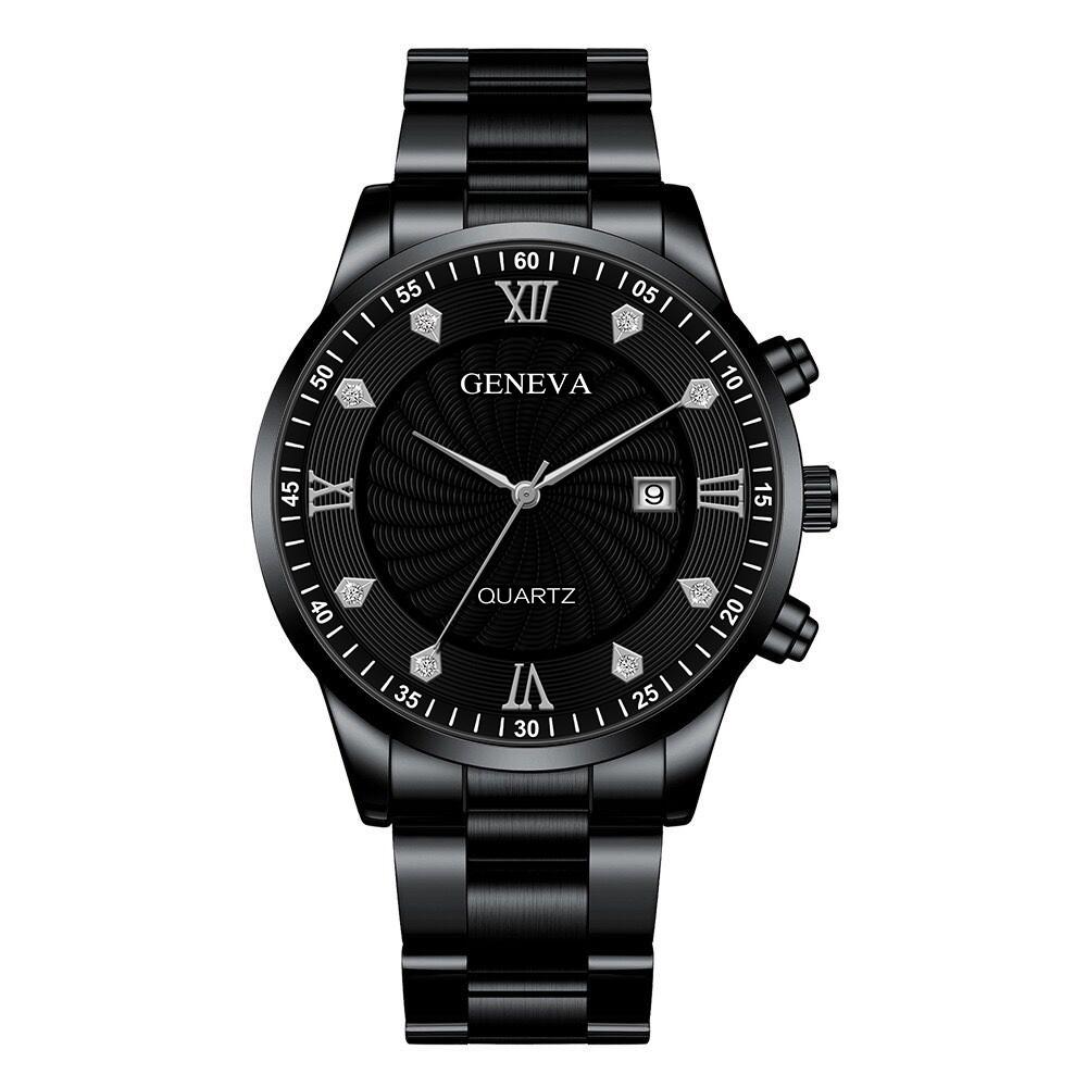 Geneva Mens Business Quartz Watch With Calendar And Alloy Band For Formal Wear