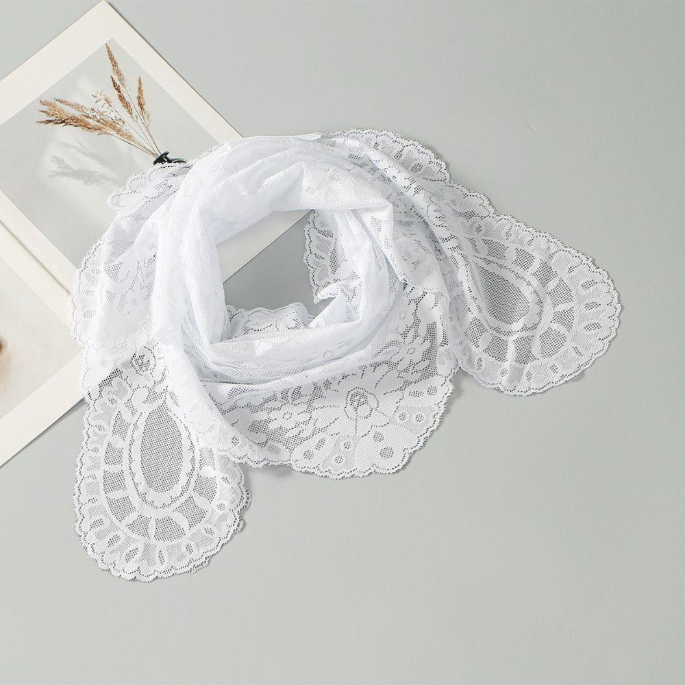 French Style Head Covering Scarf Shawl Elegant Embroidered Flower Scarf Crochet Head Scarf Travel