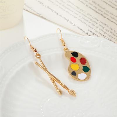 Personality Brush Palette Hook Earrings Elegant Creative Asymmetrical Earrings
