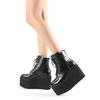 10.5cm Heels Thick Soled Thick Heels Waterproof Platform Side Zipper HIGH HEELS Front Lace Up Women's Boots Lhx