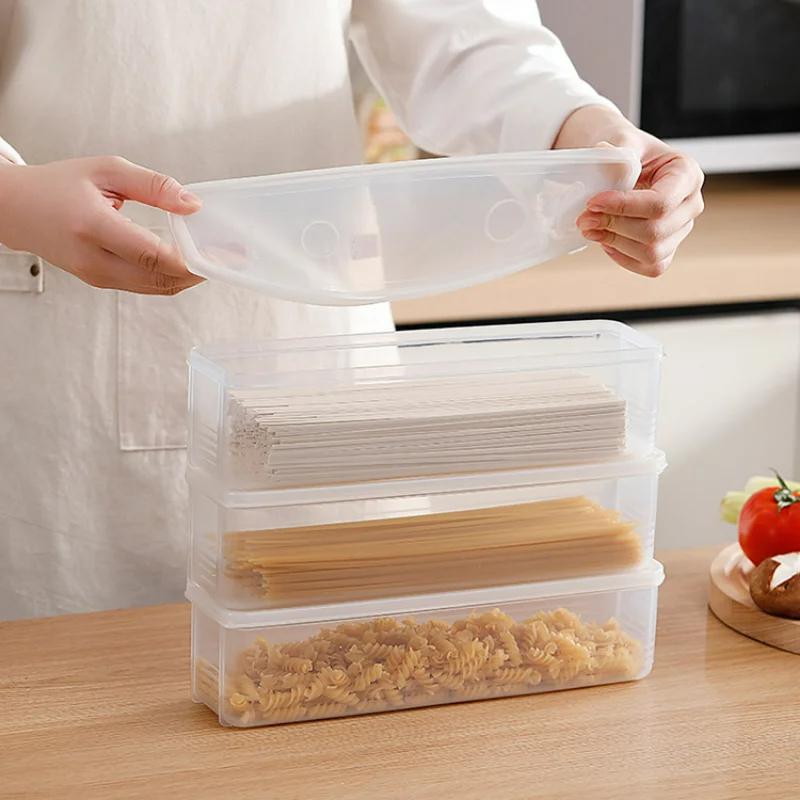 Noodle Spaghetti Container Refrigerator Cereal Preservation Storage Box with Cover Spaghetti Box Kitchen Food Grain Container