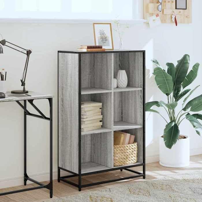 VidaXL Bookcase Sonoma Grey 65.5x33x107.5 Cm Engineered Wood, Bookcase, Room Divider, Divider, Cabinet 849162