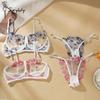 Seturi de Sutiene Sexy Dulci din Plasă Franceză, Frumoase, cu Broderie Florală, Chilot cu Flori