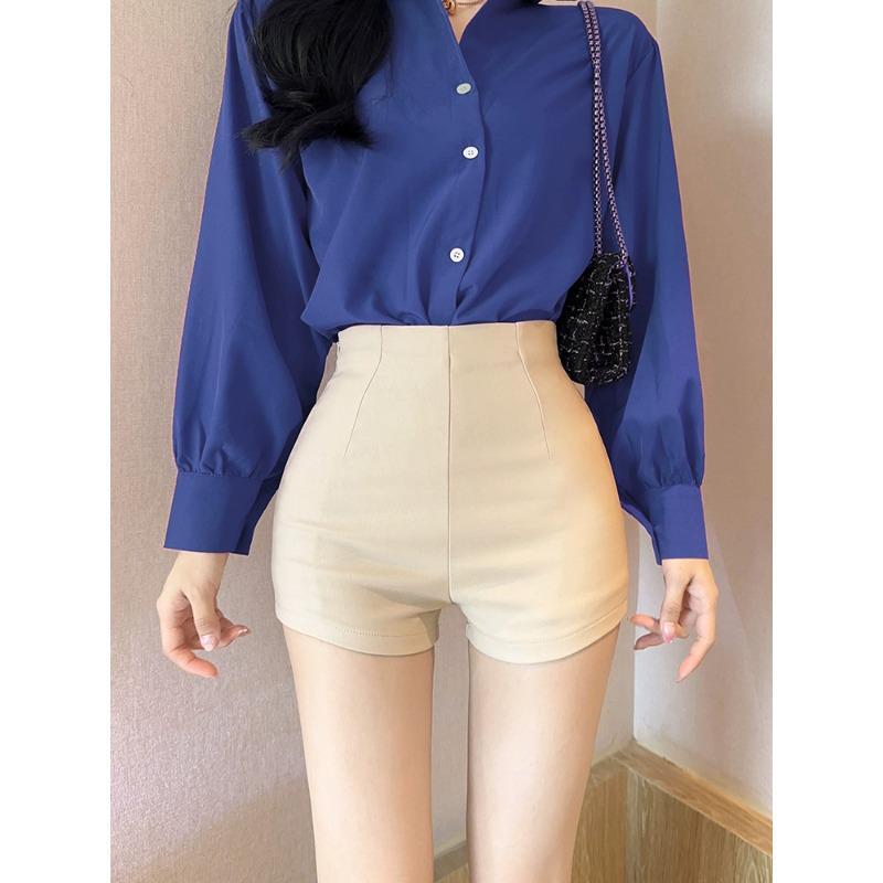 Black High Waist Elastic Shorts - Trendy Autumn 2023 Women’s Casual Wear