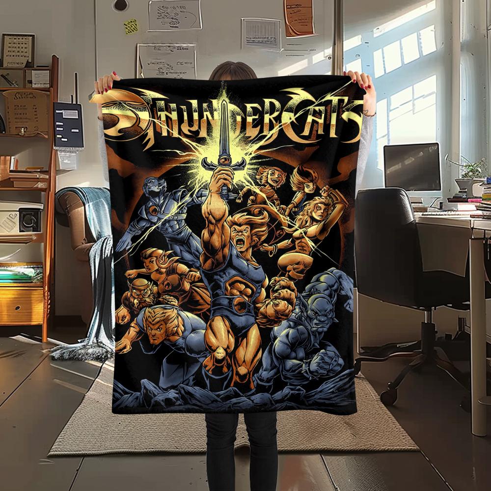 1 Stück ThunderCats Print Flanelldecke, Hohe Qualität für alle Jahreszeiten, Heimdekoration, Wärme und Komfort, Perfekt für Weihnachtsgeschenke