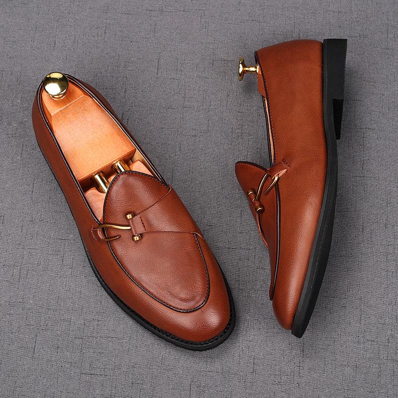 Fashion Fashion Men's Black Brown Monk Strap Patent Leather Oxford Flats Casual Shoes Male Homecoming Wedding Dress Zapatillas Hombre