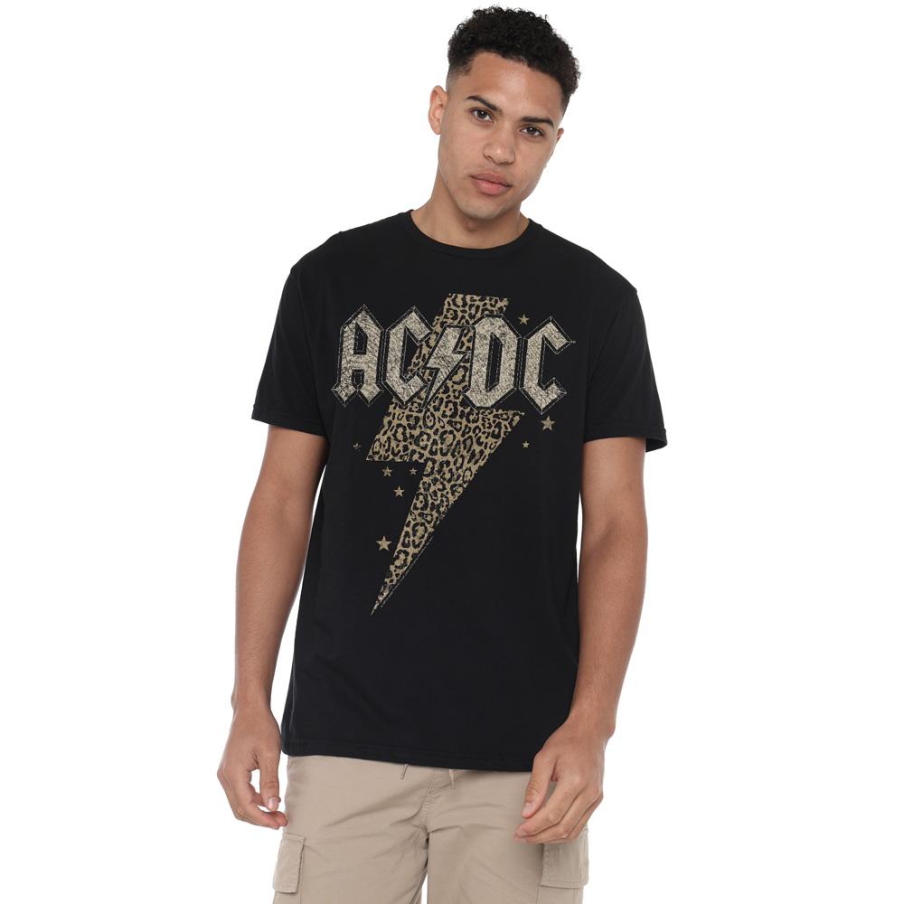 AC/DC Mens Leopard Print Bolt T-Shirt