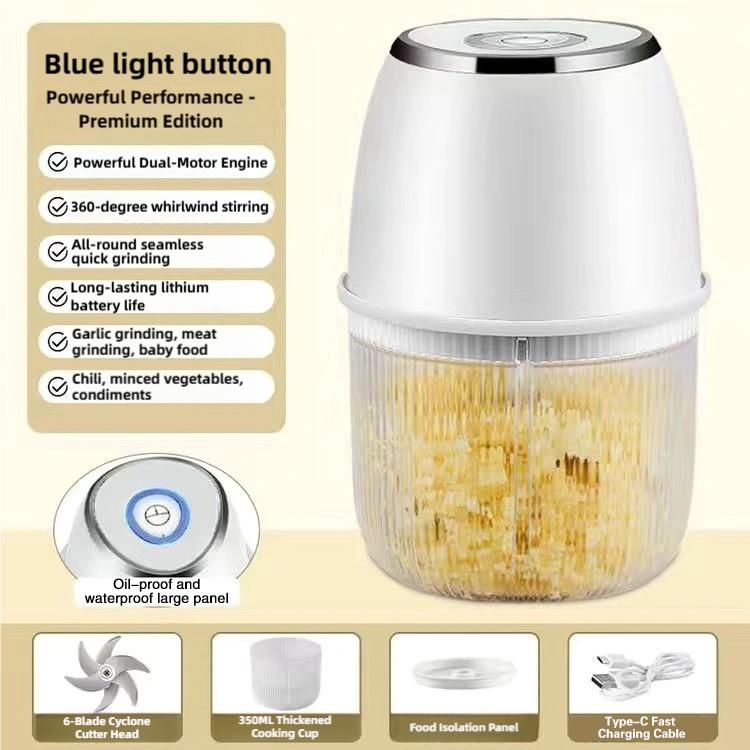 350ML Electric Meat Grinder Food Chopper Garlic Masher USB Multi-Function Vegetable Slicer Blender Kitchen Mixer белый