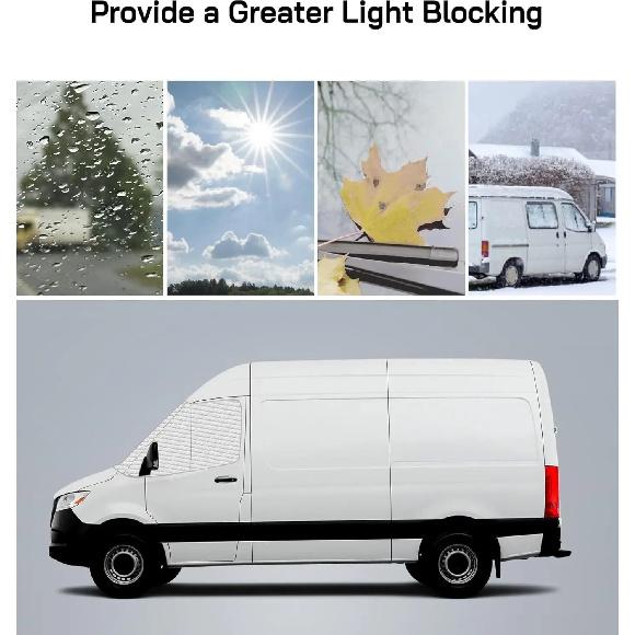 Windshield Cover For Mercedes-Benz Sprinter 2006-2018 / 2018-2025 VW Crafter, 600D Oxford Weatherproof Anti-Theft Snow Cover