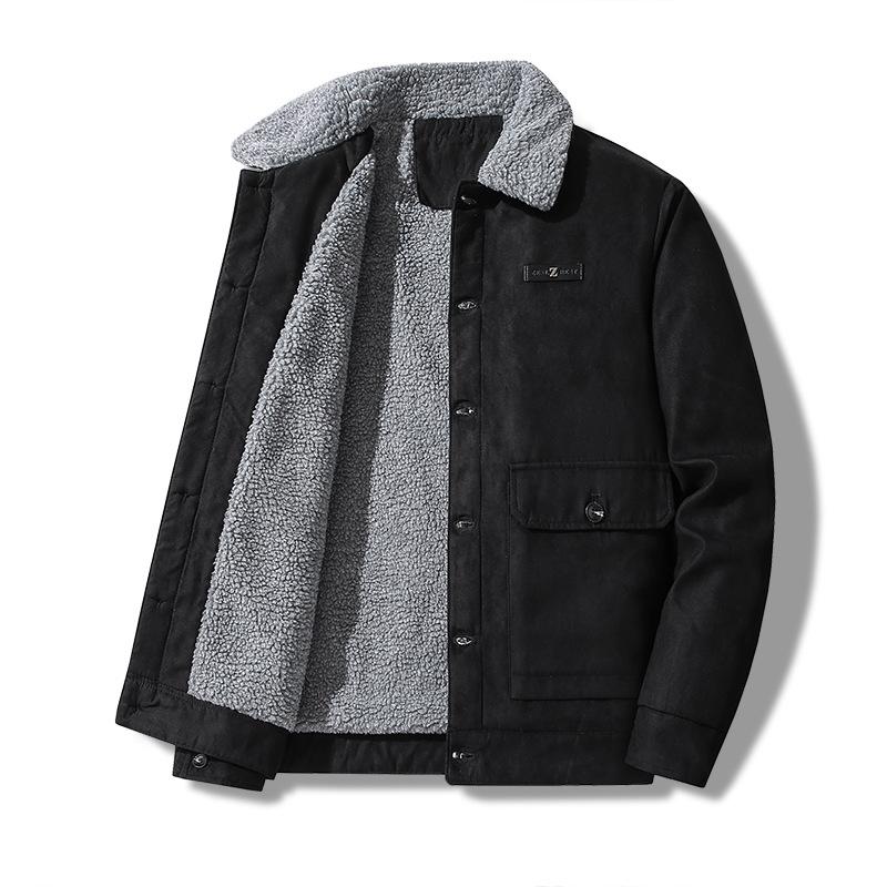 Minimalist Padded Jacket Men's 2026 Lamb's Wool Jacket Deer Skin Velvet Thickened Cotton Clothing Cotton Clothing Breathable Work Casual Jacket