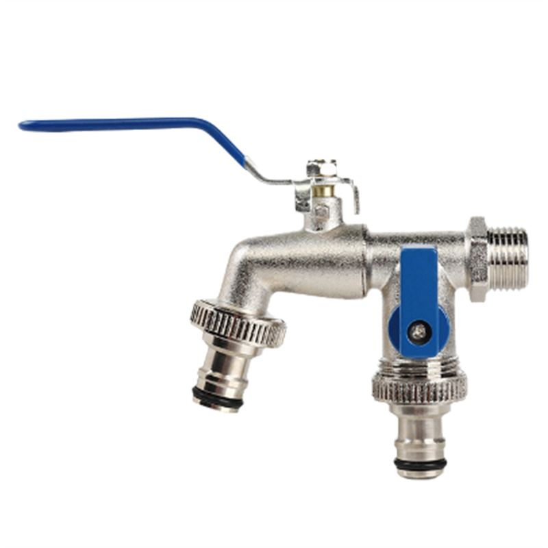 A60zalloy Garden Faucet Dual Control Water Discharge Replacement Adapter Double Nipple Faucet With Handle Easy Turn On/Offmay