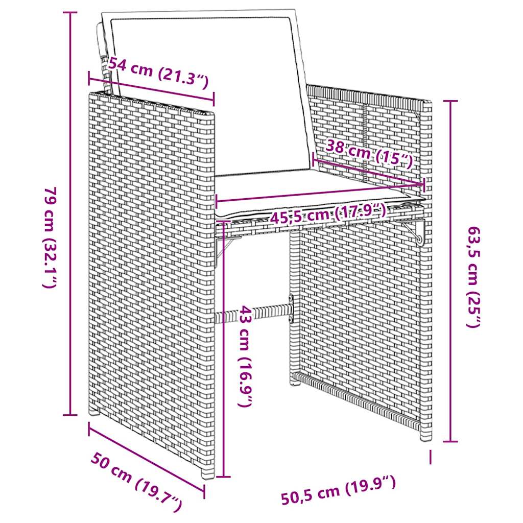 Garden Dining Set with Cushions 9 pcs Light Grey Poly Rattan