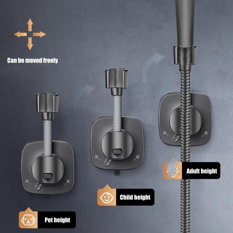 Wall Mounted Shower Head Mount with Suction Cup, Bathroom Replacement Accessory for Handheld Shower Wall Area Use