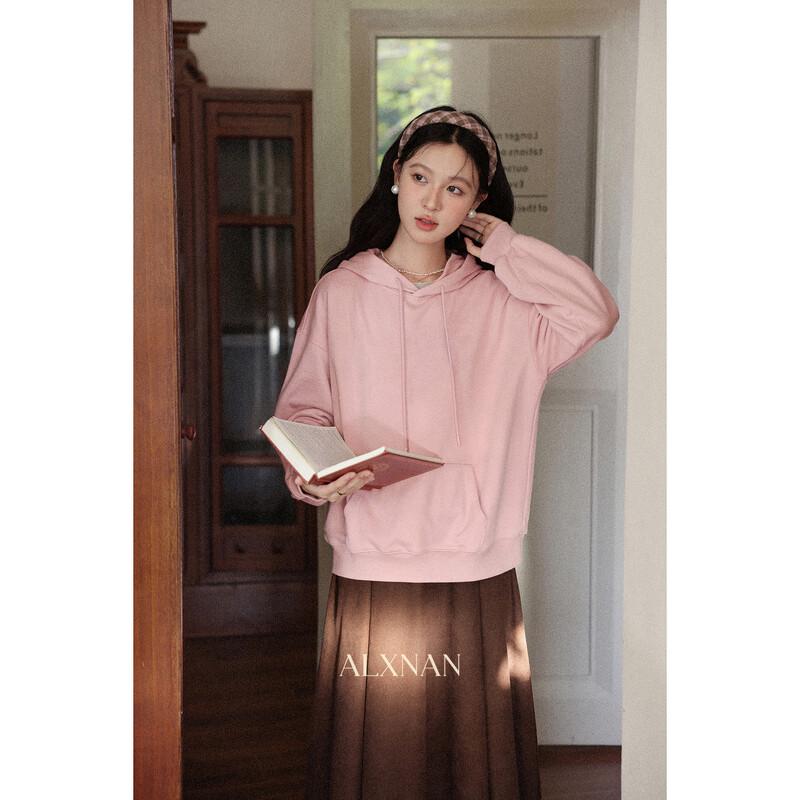 

Women s Pink Loose Fit Hooded Sweatshirt L
