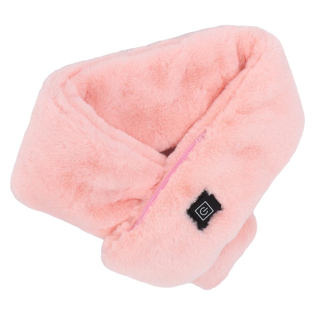 USB Beheizter Schal Verstellbarer Nackenwärmer Abnehmbarer Plüsch Wärmender Nackenumschlag SchalRosa