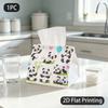 1pc Tissue Box, Cartoon Cute Pandas Happy Cheerful Pattern, 2D Flat Printing, Multi-Purpose, Durable, Tissue Organizer, for Restaurant