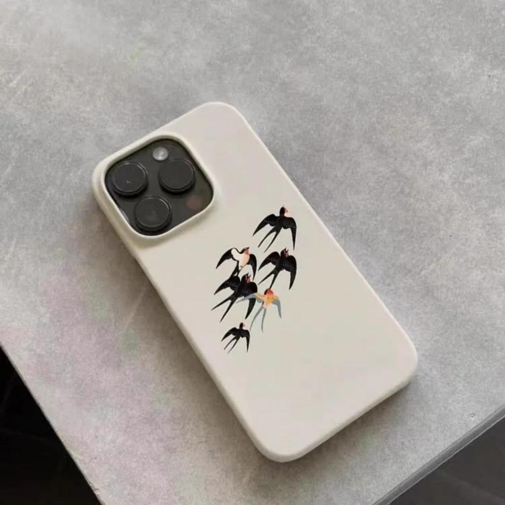 White Minimalist Chinese The Swallow Returns Phone Case For IPhone 17 Air 16 15 14 13 Pro Max Plus Cover Ins Anti Fall Funda