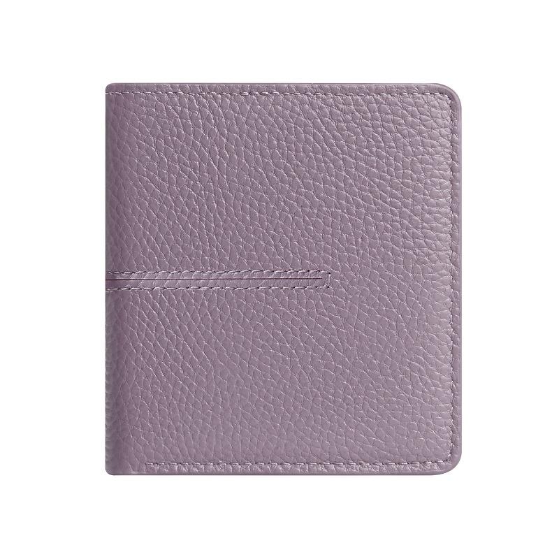 Leder Geldbörse Damen Kurz Klein und Leicht Geldbörse Erste Schicht Rindsleder Kartenetui Premium Faltverschluss Weiche Geldbörse