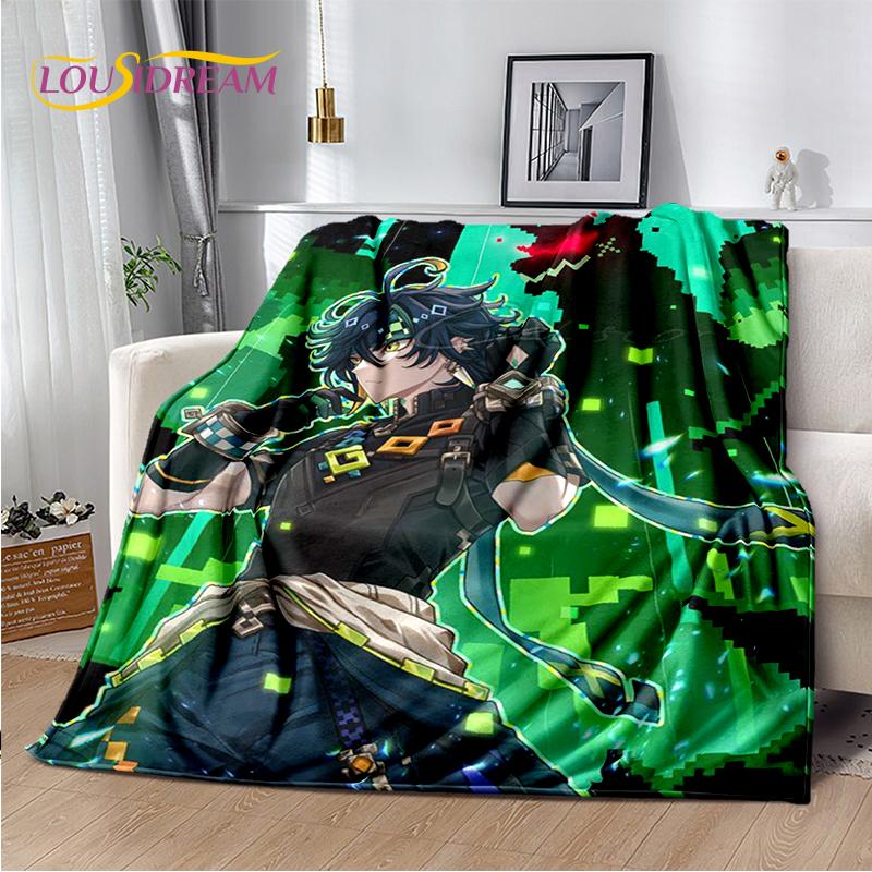 2025 New Cartoon Genshin Impact Character Solo Game Soft Blanket,Soft Throw Blanket for Home Bedroom Bed Sofa Picnic Child Gift