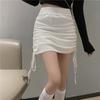 Fashion Elegant Women Drawstring Pleated Skirt High-waisted Casual Loose and Thin Hip Short Skirts Ladies Solid Color Clothes 2311