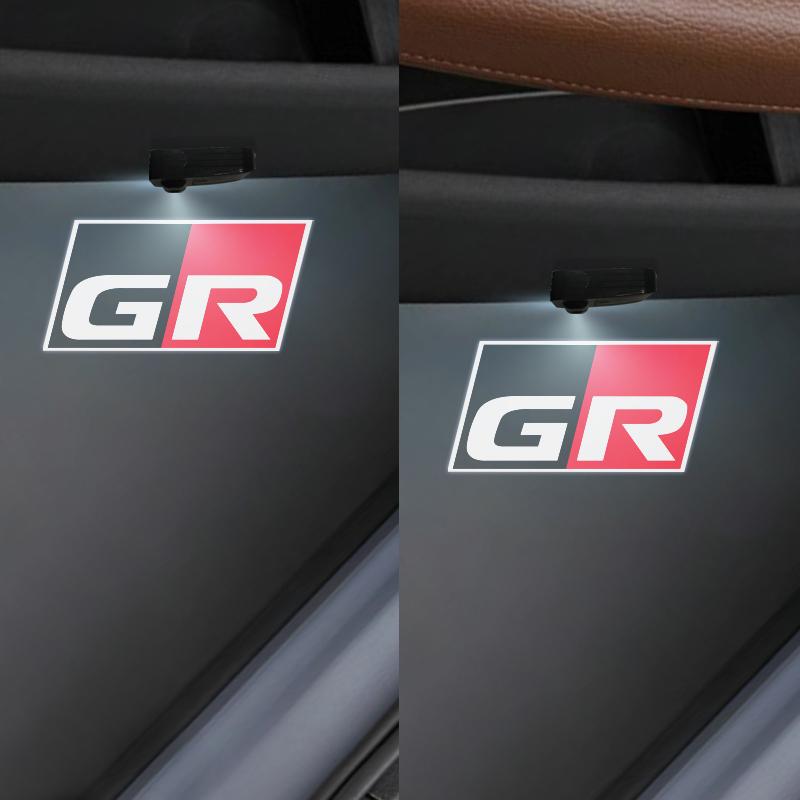 1/2Pcs GR Sport Logo Car Door HD LED Lamps Projector Courtesy Welcome Lights For Toyota Corolla C-HR Camry Yaris RAV4 Noah Voxy