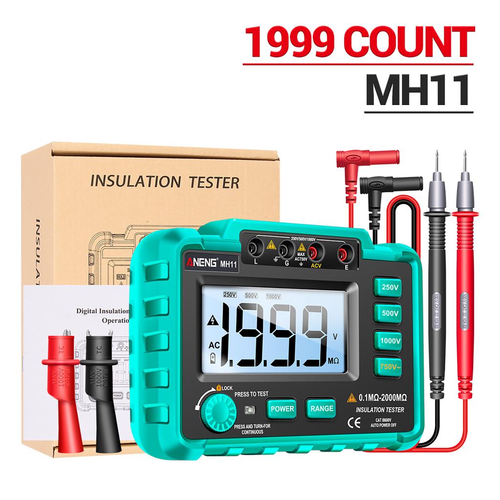 Aneng 250v/500v/1000v Digital Insulation Resistance Tester Backlight Display Megohm Meter (without Battery)