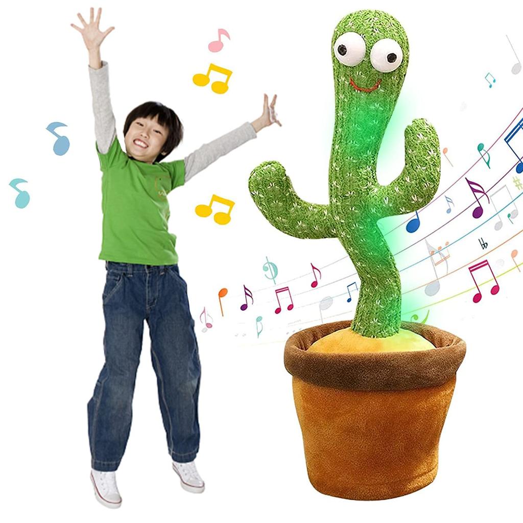 Bonistasia Cactus Toy, Dancing, Singing, Recording, Repeating, Includes 120 Songs, Birthday Gift, Cactus Plush Toy, Kids' Morning Toy (USB Charging)