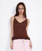 OPENING SUNSHINE Sleeveless Frill Linen Knit Top Brown