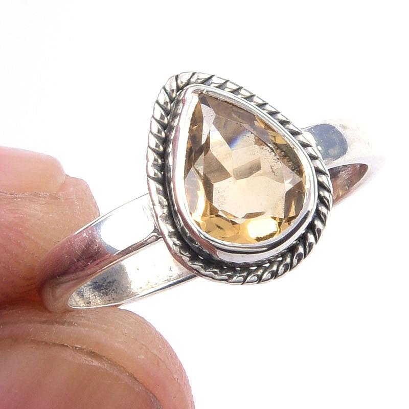 

Натуральный Цитрин Драгоценный Камень Ручной Работы 925 Стерлинговое Серебро Кольцо Размер 6 k6l87