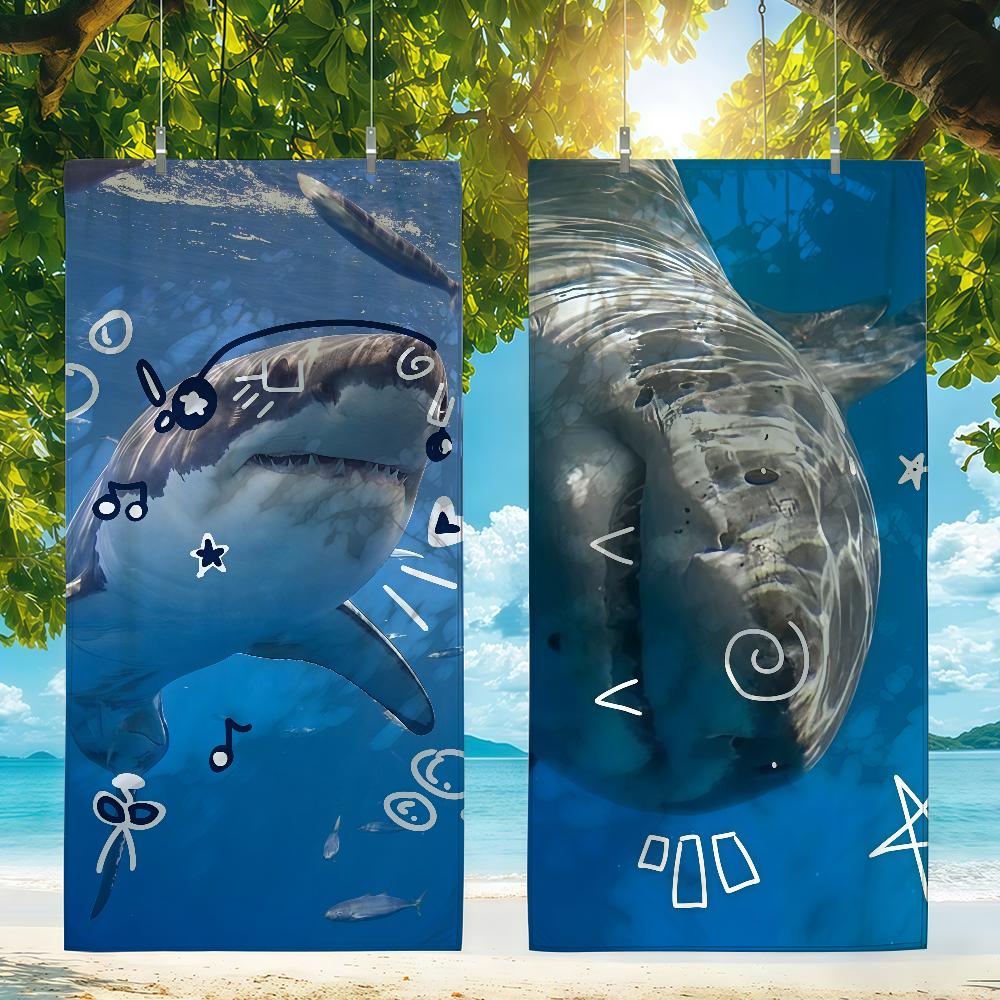 Asciugamano Squalo che Esplora il Mare Asciugatura Rapida Asciugamani da Spiaggia Adatti per Piscine Campeggio Yoga e Palestra