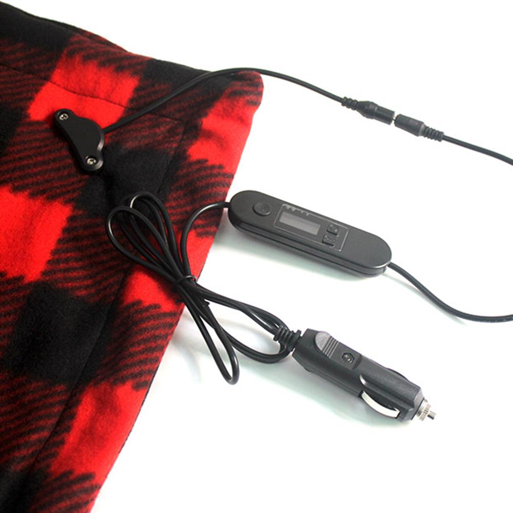Elektrická deka do auta vyhřívaná 12V fleecová cestovní přehoz s nastavením teploty pro auto, obytný vůz, zimu