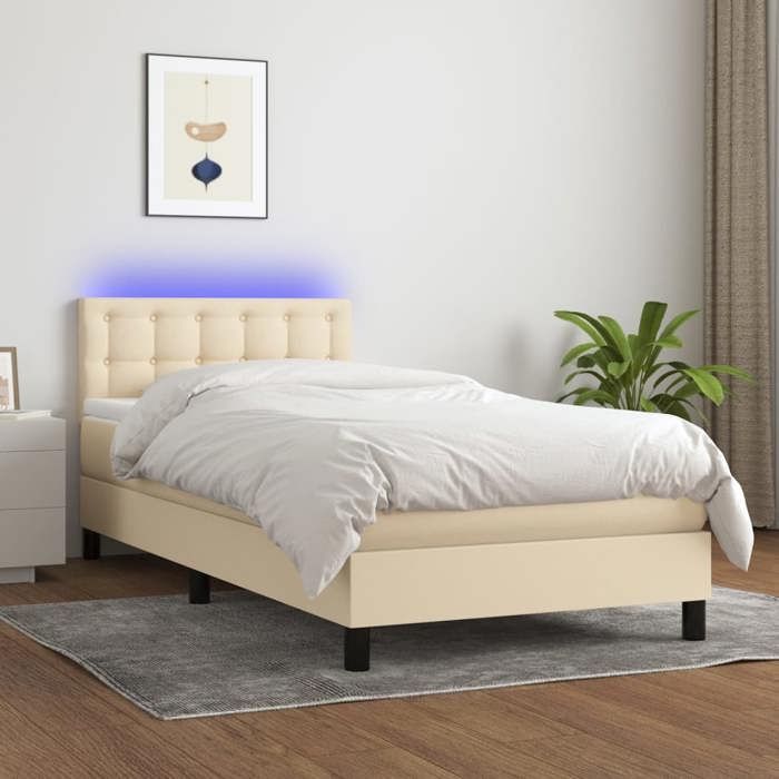 Maison Exclusive - Sommier à lattes de lit avec matelas LED Crème 90x200 cm Tissu
