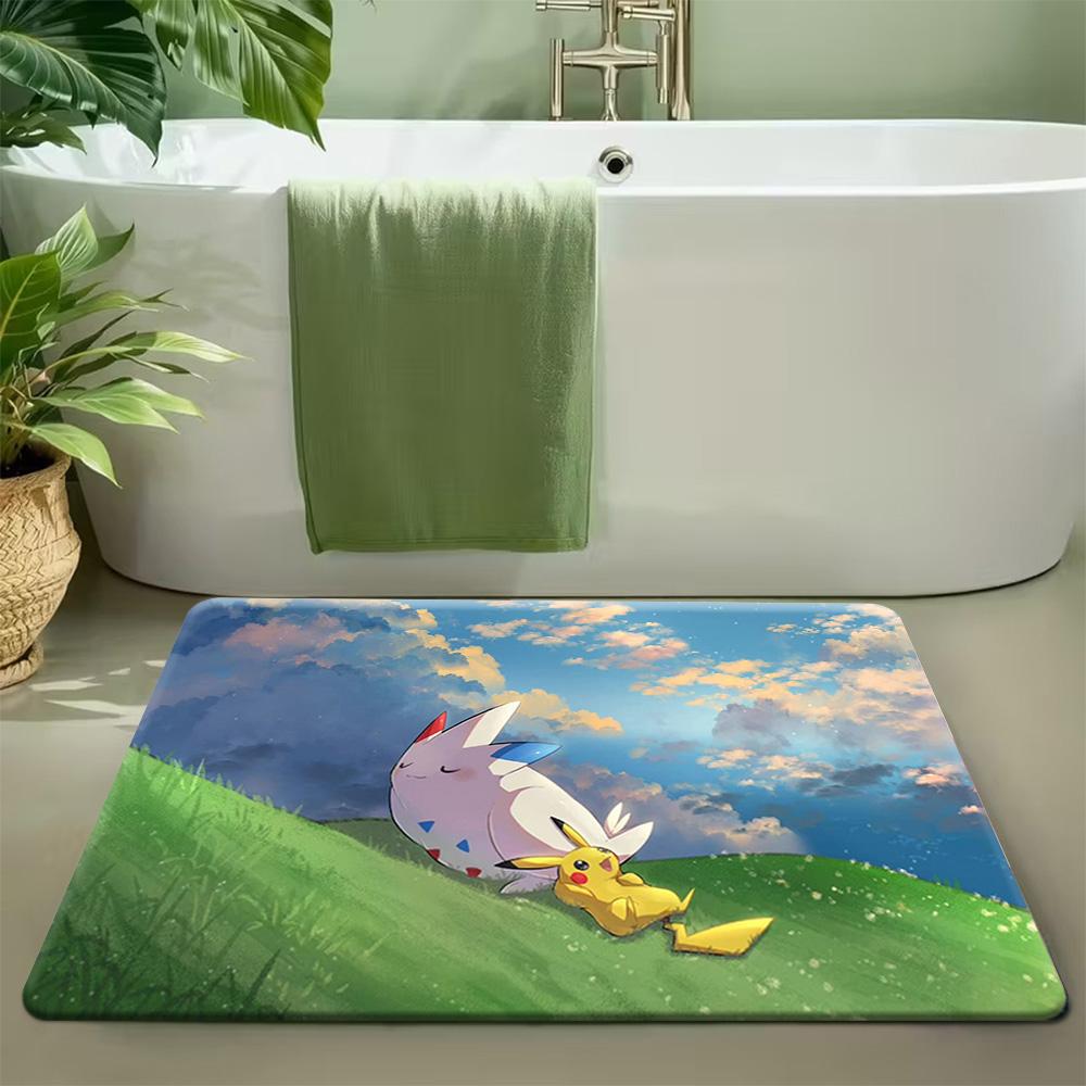 Pokemon Gengar Pikachu and Starters Night Sky Print Non-Slip Doormat Soft Floor Mat 40x60cm
