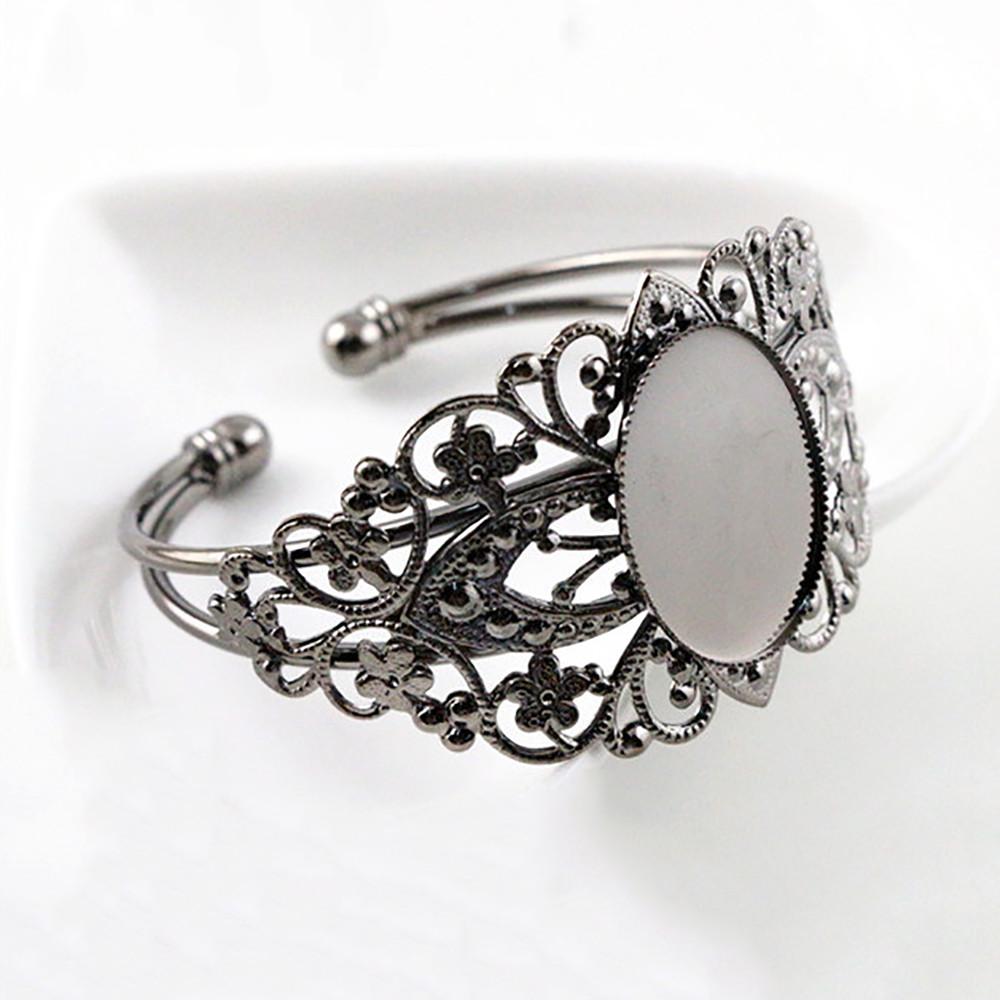Hochwertige 18x25mm Bronze Rhodium Silber Beschichtete Armreif Basis Armband Rohling Schmuckzubehör Schale Fassung Cabochon Cameo