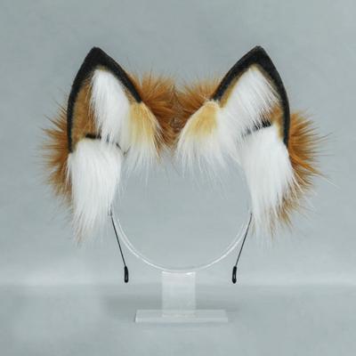 Faux Animal Ears Plush Headband Cosplay Party Halloween Handmade Plush Fabric Hair Hoop Elastic Frame Faux Fox Ears Headband