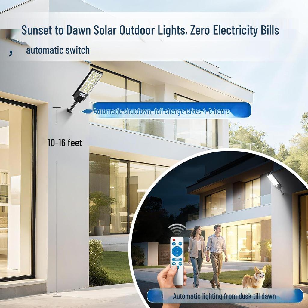 Waterproof Solar Wall Lamp with Remote Control for Outdoor or Courtyard Lighting