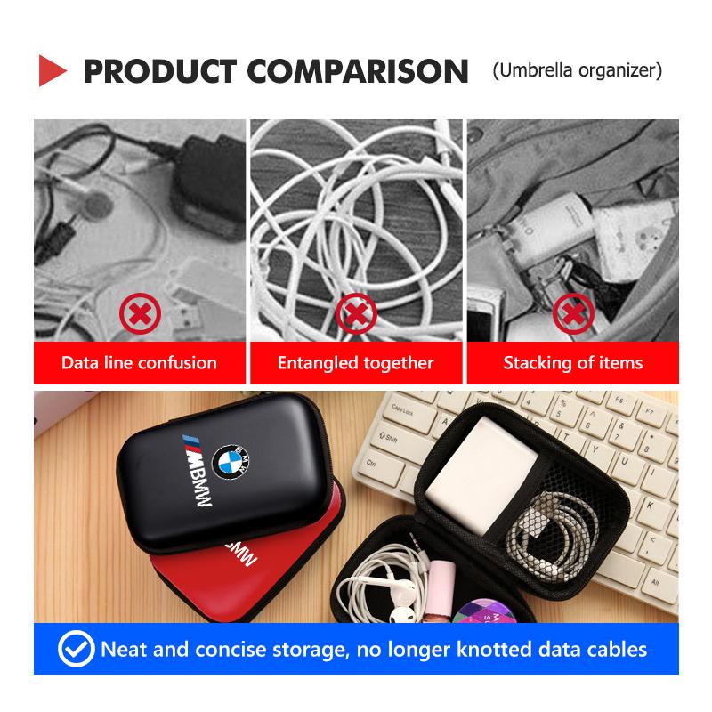 Car Organizer EVA Storage Earphone Cable Case Bluetooth Bag For BMW M Sport M2 M3 M4 M5 M6 E46 E90 E60 F10 F20 E87 X3 X6