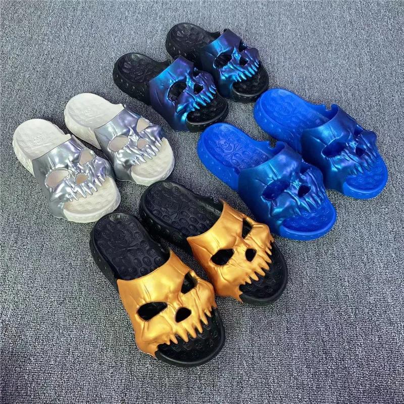 Totenkopf Pantoffel Dämon Y2k Plateau Wolke Sommer Strandsandale Pantoletten Flip Flop Herren Männlich Rutschfest Indoor Outdoor Weicher Schuh Zuhause 2025