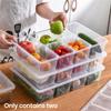 ABWR-2 Pack Divided Vegetable Trays With Lids, Compartment Refrigerator Snack Boxes, Transparent Refrigerator Storage Boxes
