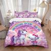 Unicorn Hello Kitty Fantasy Land Print 3Pcs Bedding Setduvet Cover With 2 Bedropillowcase Home Birthday Gift