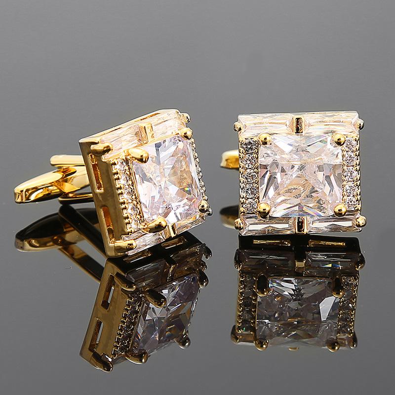 Pánské čtvercové manžetové knoflíčky Hardy s diamantem ze zirkonu - Luxusní knoflíčky na francouzské košile