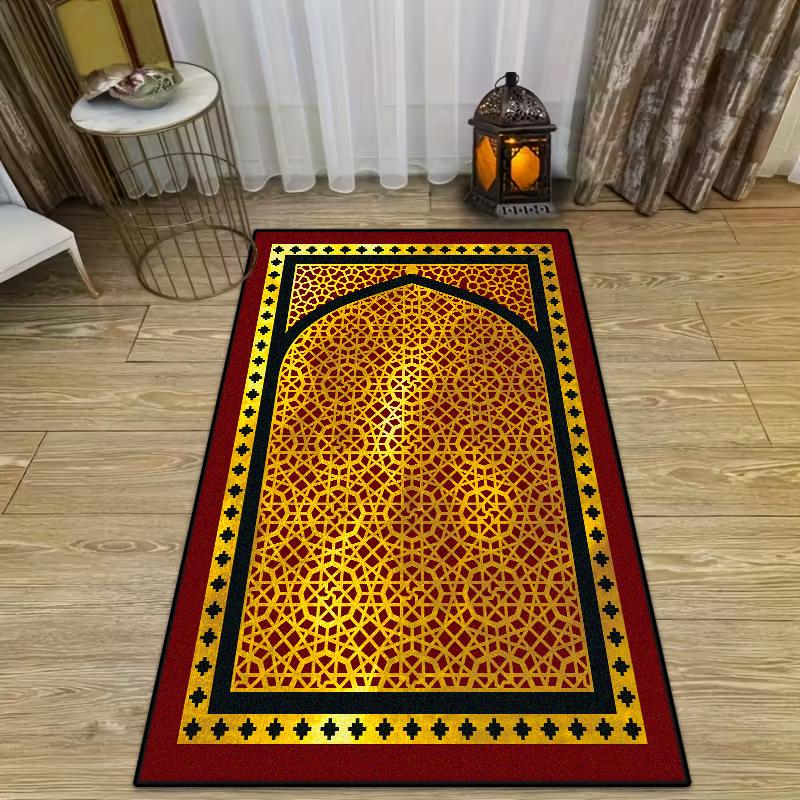 Islamic Ramadan Luxury Prayer Mat for Prayer Room Muslim Festival Soft Indoor Mats Children's Easy Clean Non-slip Rug gift