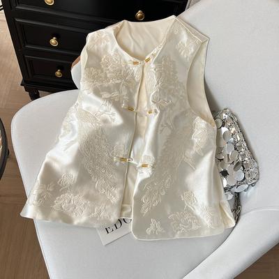 Satin Vest Vest Women 2025 New Embroidered High-end Gentle Wind Vest