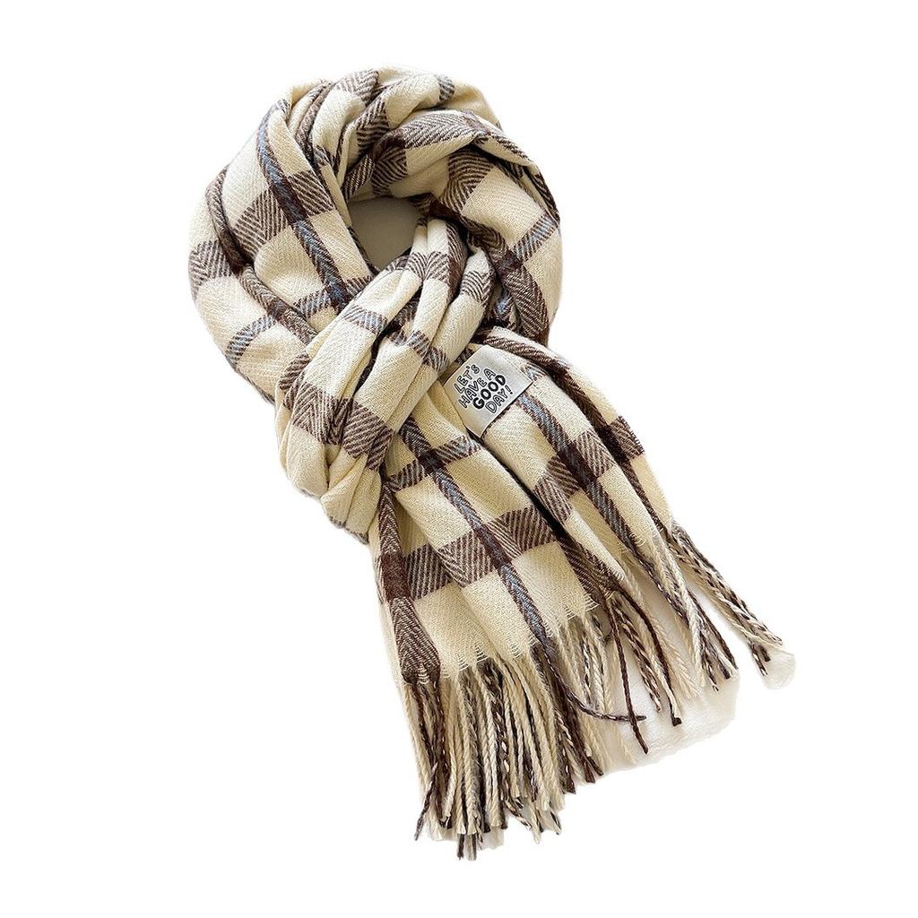 Scarf women's autumn and winter atmosphere grid Korean versatile winter explosion new scarf thickened tassel to keep warm