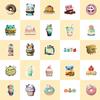 50 Donuts Mix And Match Small Animals Stickers Ice Cream Toast Milk Tea Creative Food Stickers Asia