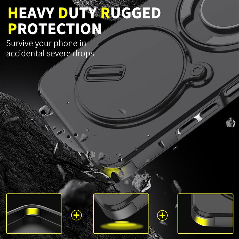 Capa For Xiaomi Poco C75 4G Case Armor Slide Lens Protector Cover For Poko Little C75 C 75 Pococ75 Car Magnetic Ring Stand Funda