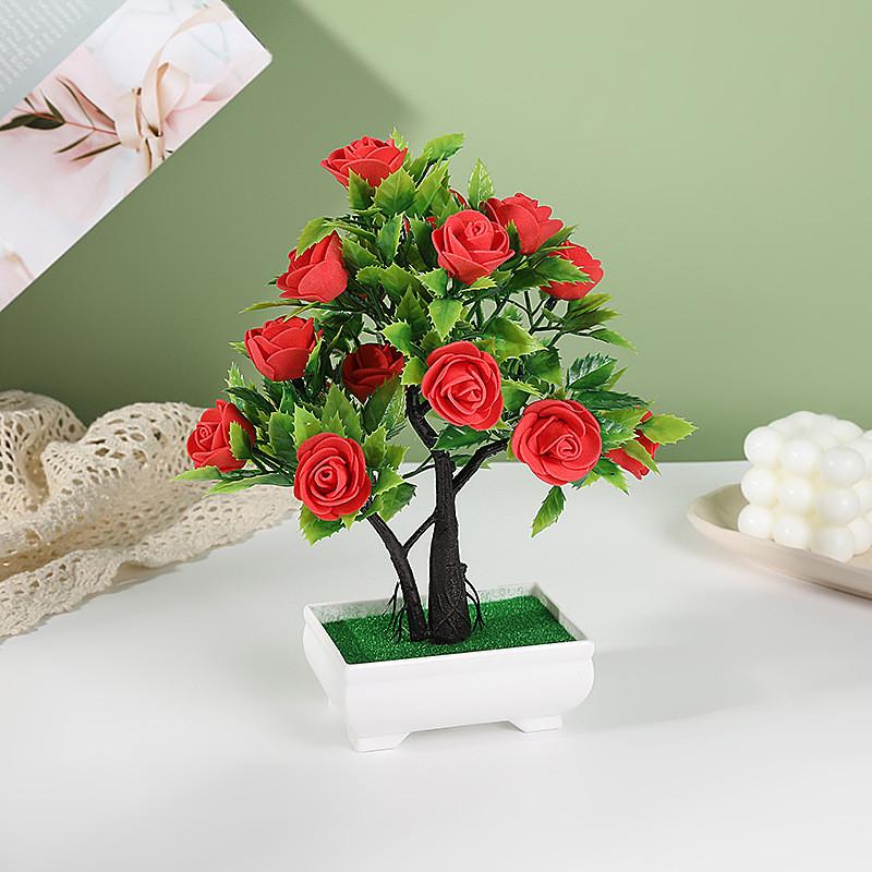 Artificial Potted Rose Plant With Durable Plastic Foam For Home Decor And Gifts