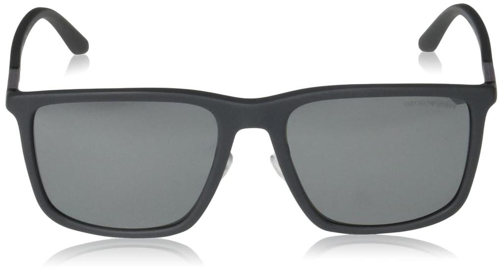 Emporio Armani EA4161F Matte Mirror Silver Size 58 Men's Sunglasses, Grey/Grey Lens,
