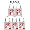 Christmas Candy Apple Pouch Santa Snowman Print Gift Bag Natural Jute Fabric Reusable Holiday Party Favor Storage